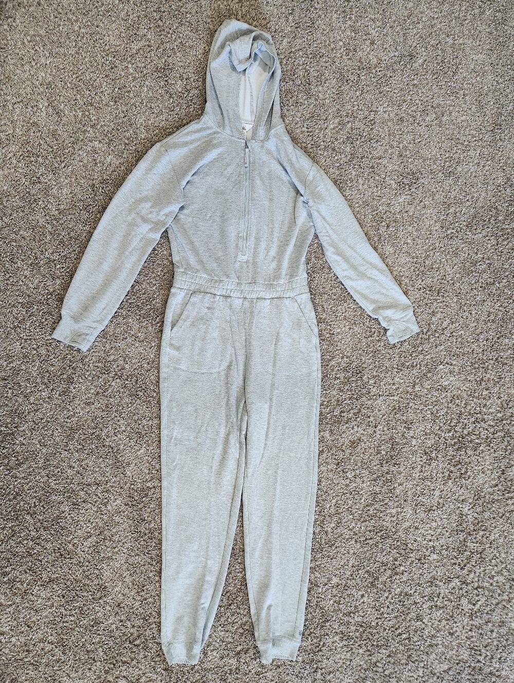 Athleta Girl Jumpsuit XL 14 Gray Hooded One of a Kind  #984027 Comfort